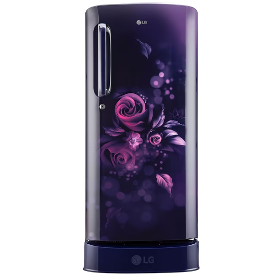 LG 185L, 5 Star, Smart Inverter Compressor, Smart Connect, With Base Stand Drawer, Blue Euphoria Finish, Direct Cool Single Door Refrigerator